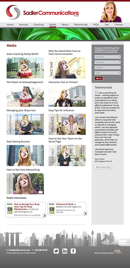 Responsive and retina-optimised website for Sadler Communications Pte Ltd, Singapore